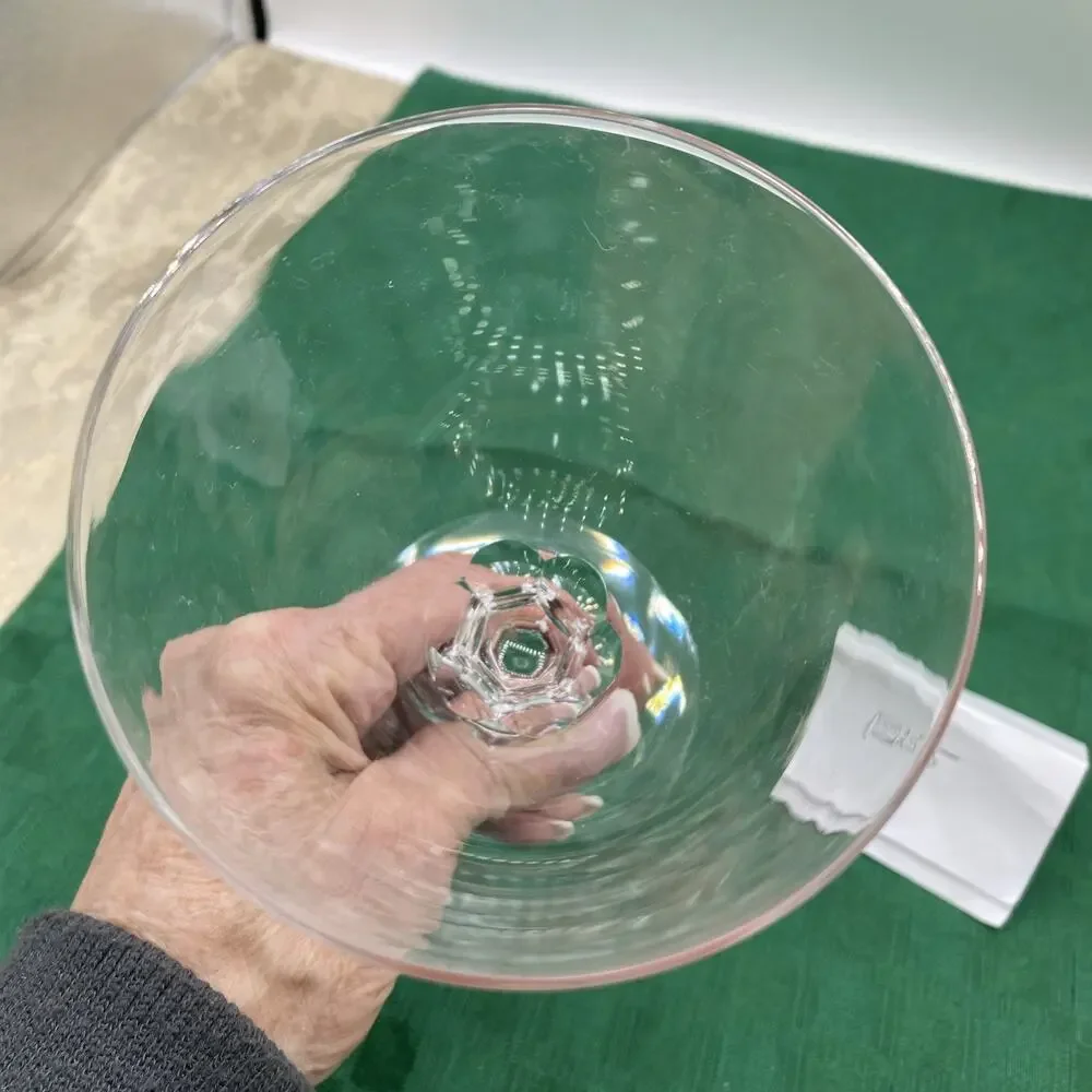 Stuart Minuet Cut Crystal Hand Blown Water Goblet Vertical Lines On Stem 6.5” T